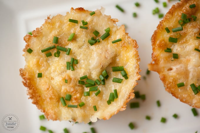 A close up of a salmon frittata