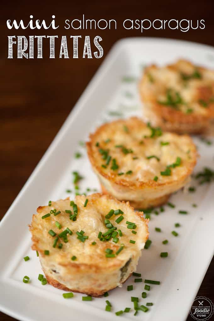 three individual Frittatas on white platter