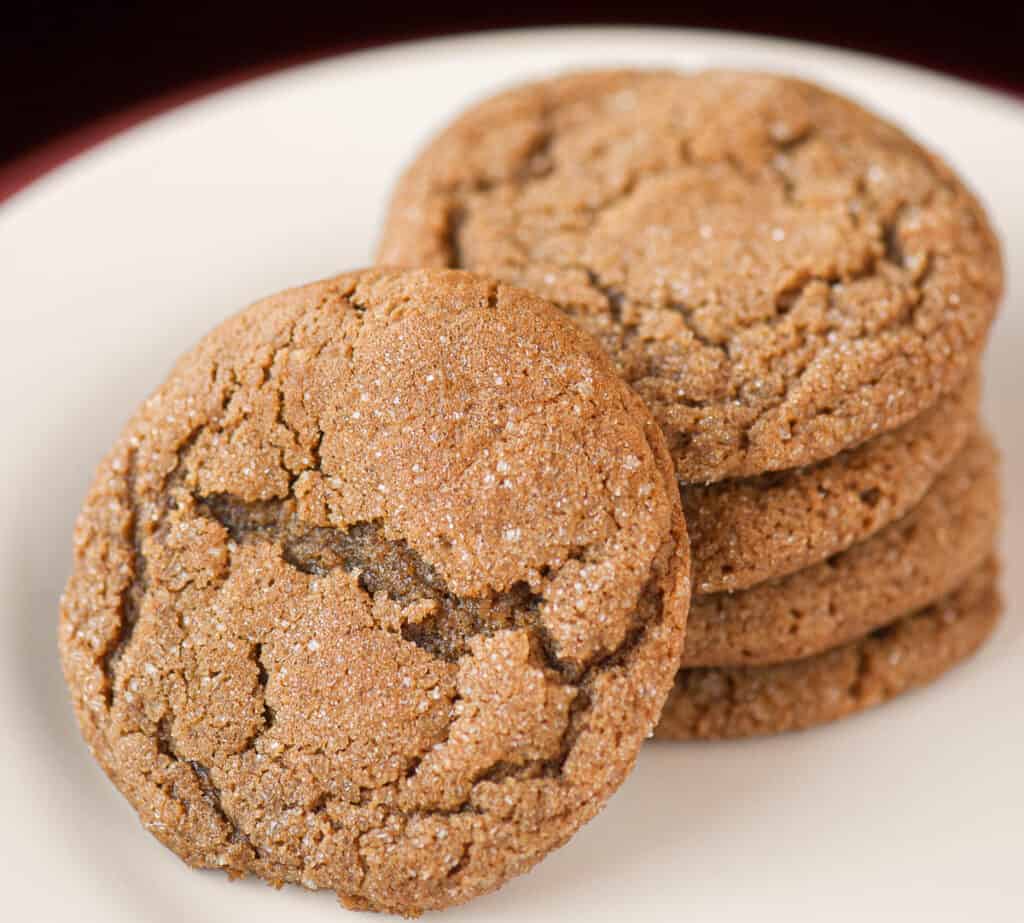 plate with Molasses crinkle Cookies