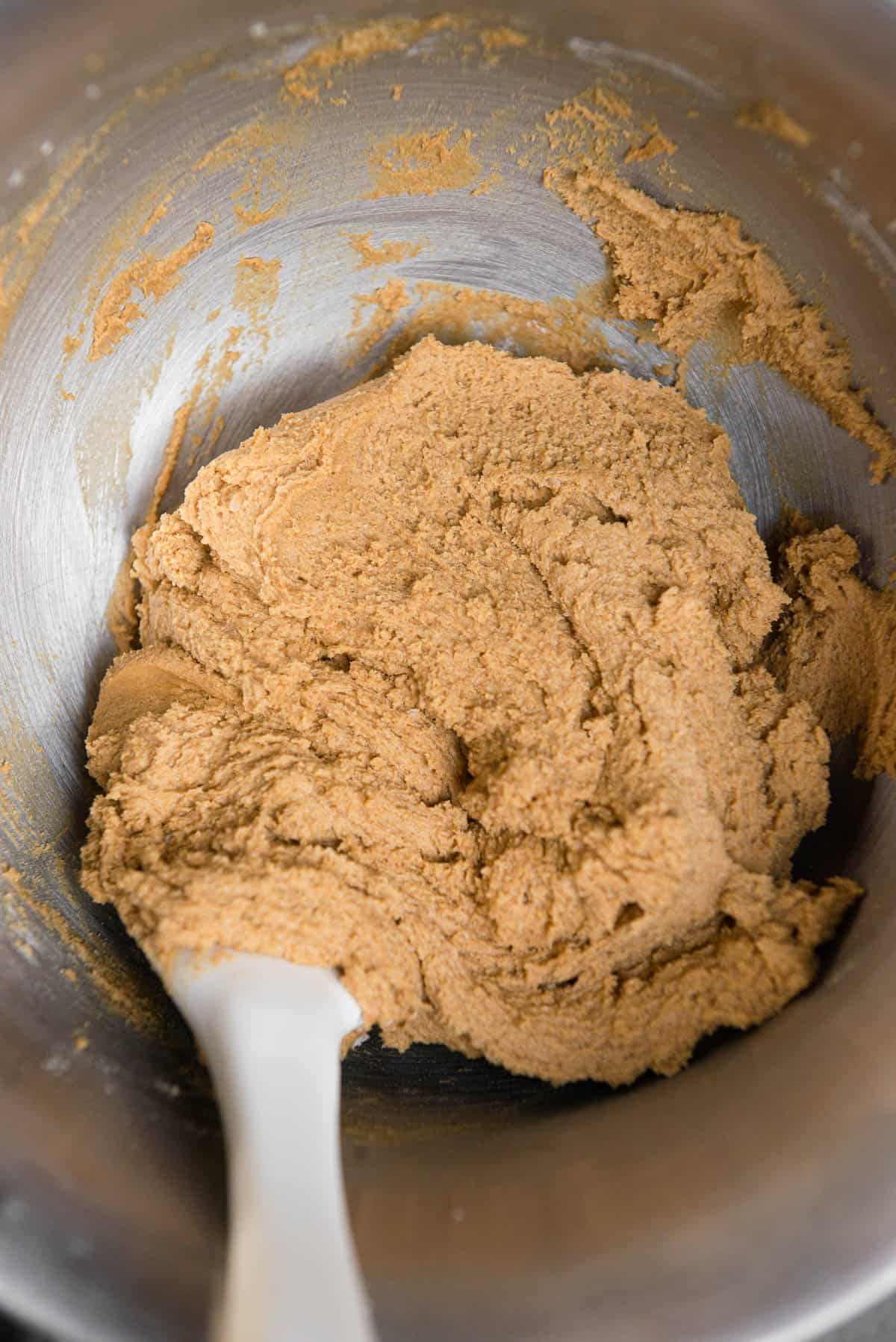 mixing dough for old fashioned Molasses Cookies