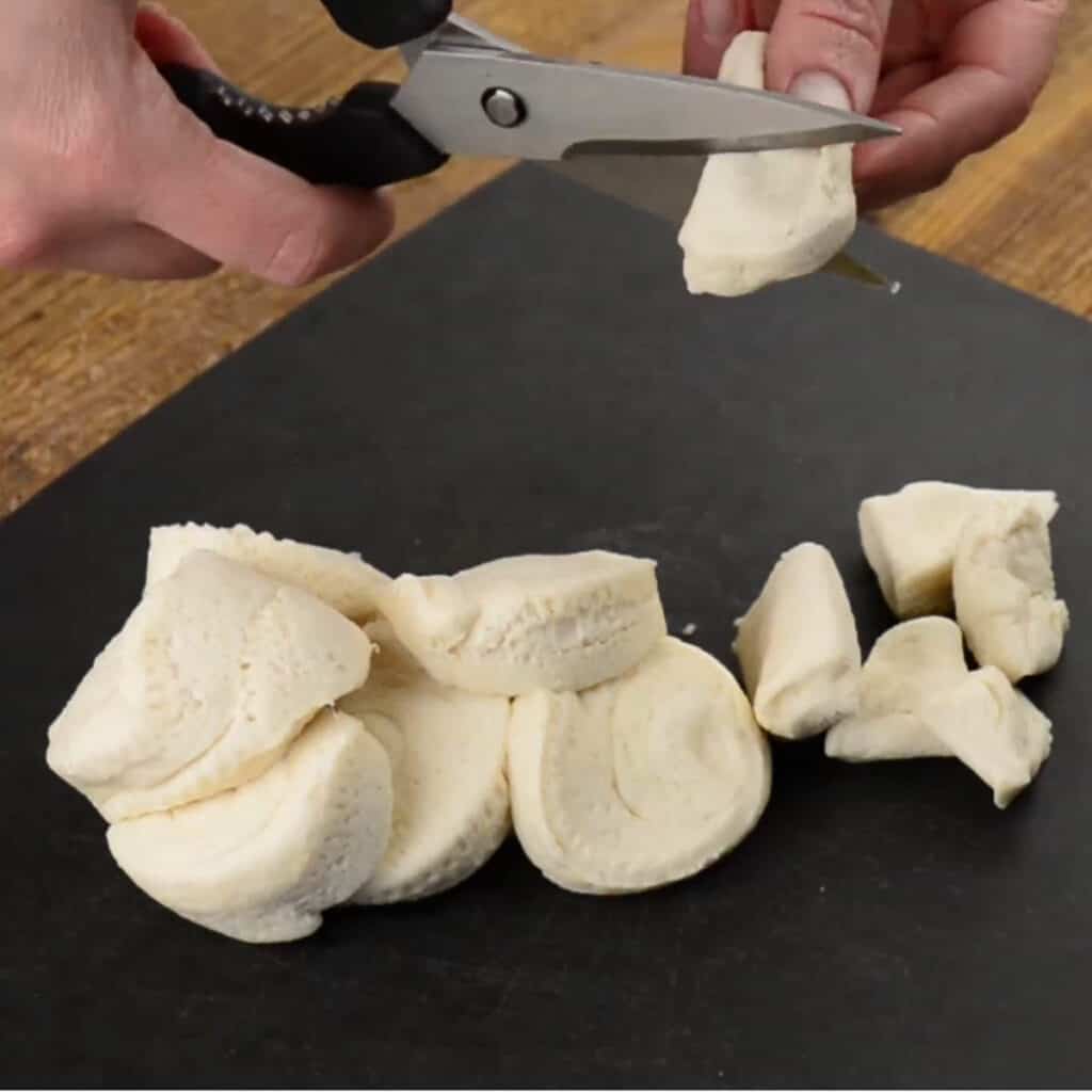 cutting biscuit dough