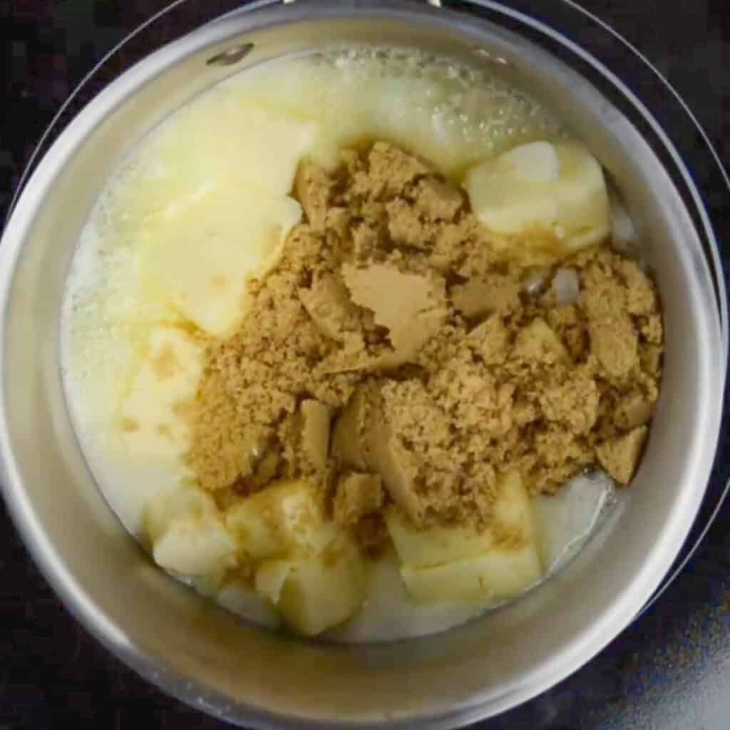 brown sugar and butter in pan