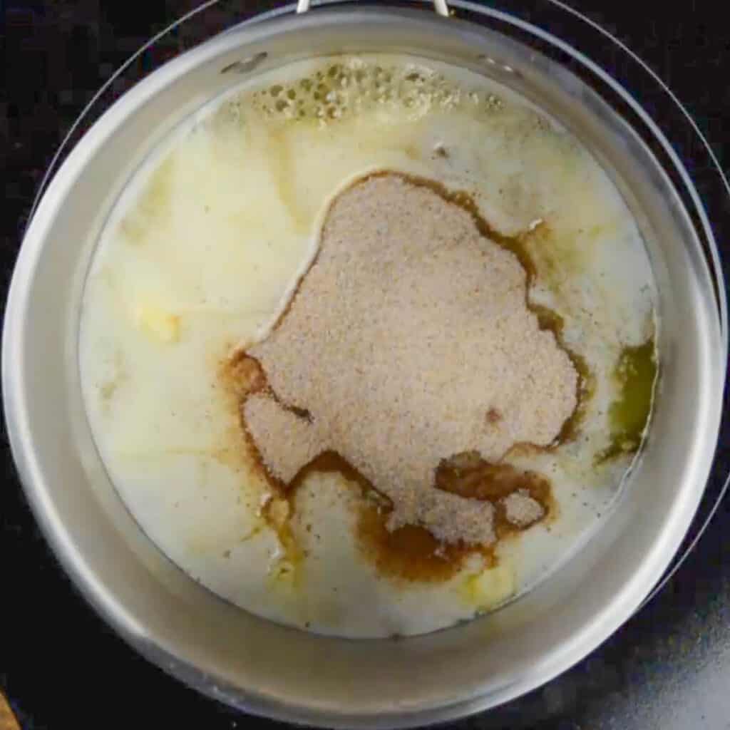 cinnamon sugar cooking in butter