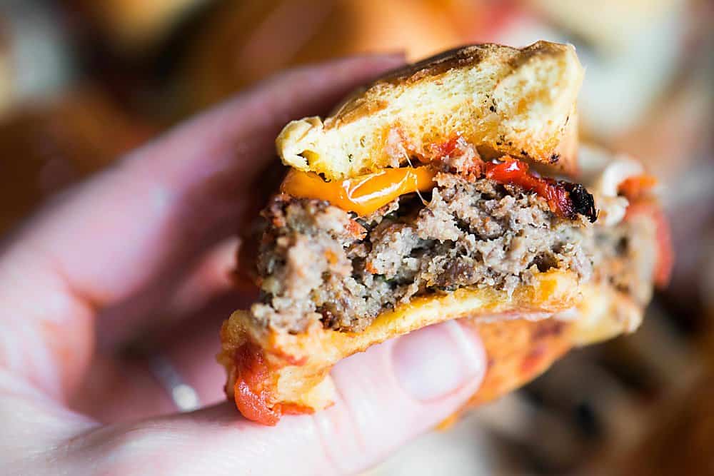 tasty bite of a Mushroom Meatball Slider