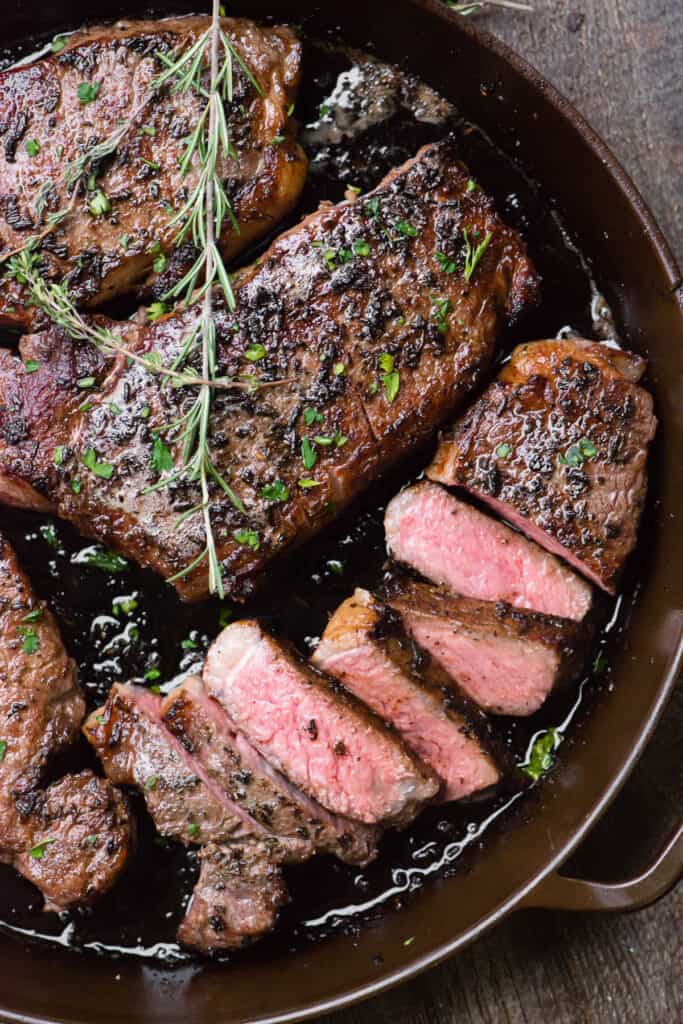 cast iron skillet new york strip steak, steak recipes