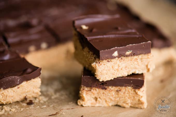 No Bake Chocolate Peanut Butter Bars dessert