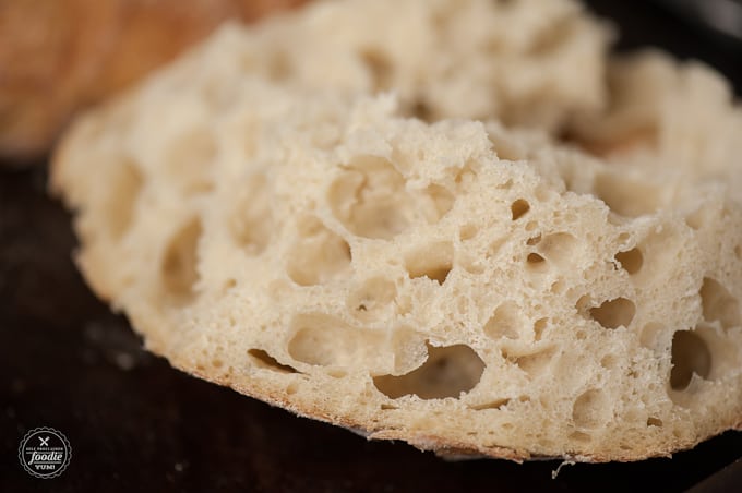 piece of chewy homemade bread