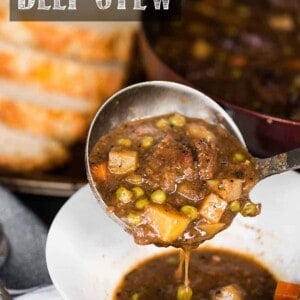 Old Fashioned Beef Stew is a hearty dinner with tender meat and soft potatoes that can be made in the crockpot or on the stove top.