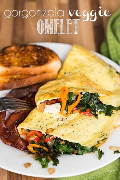 Gorgonzola Veggie Omelet - Self Proclaimed Foodie