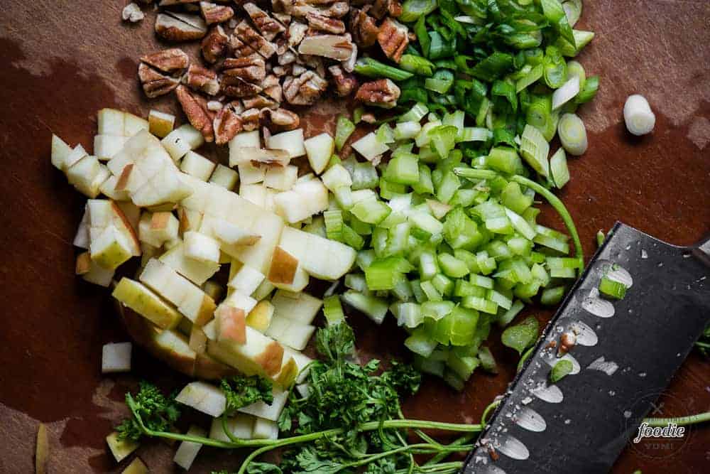 chopped apple, celery, green onion, parsley and pecans
