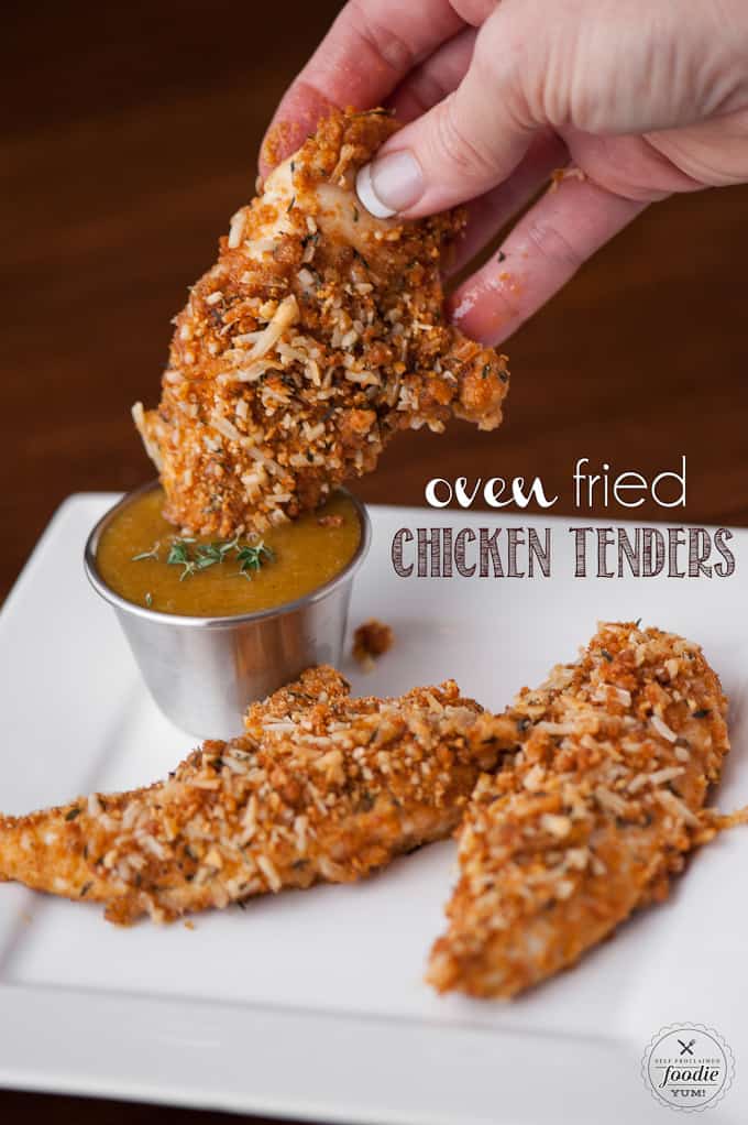 crispy baked chicken pieces with dipping sauce