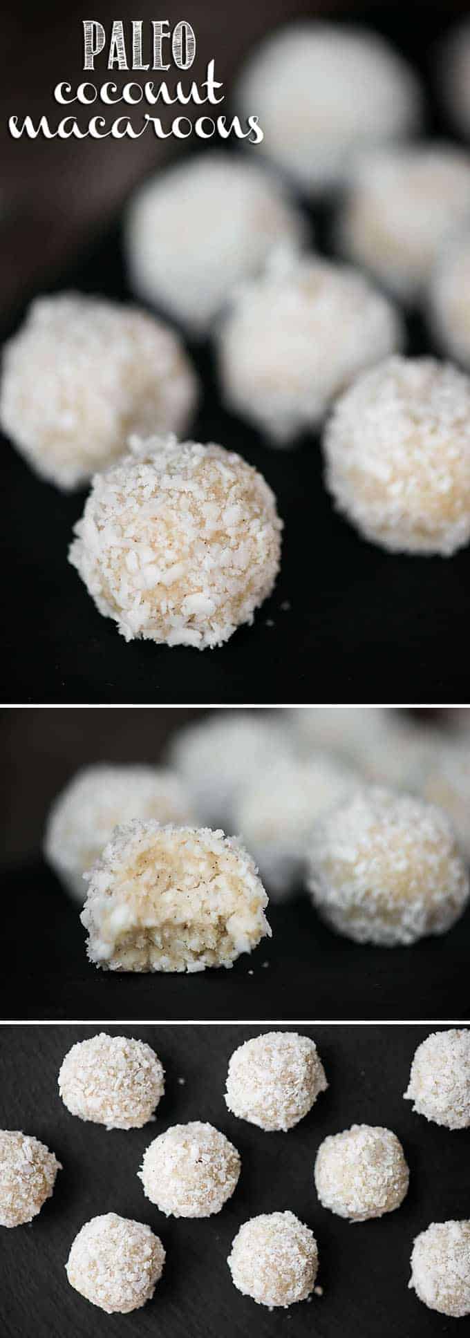 a paleo coconut macaroon with a black background