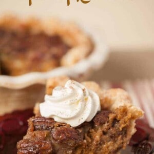 a slice of pecan pumpkin pie