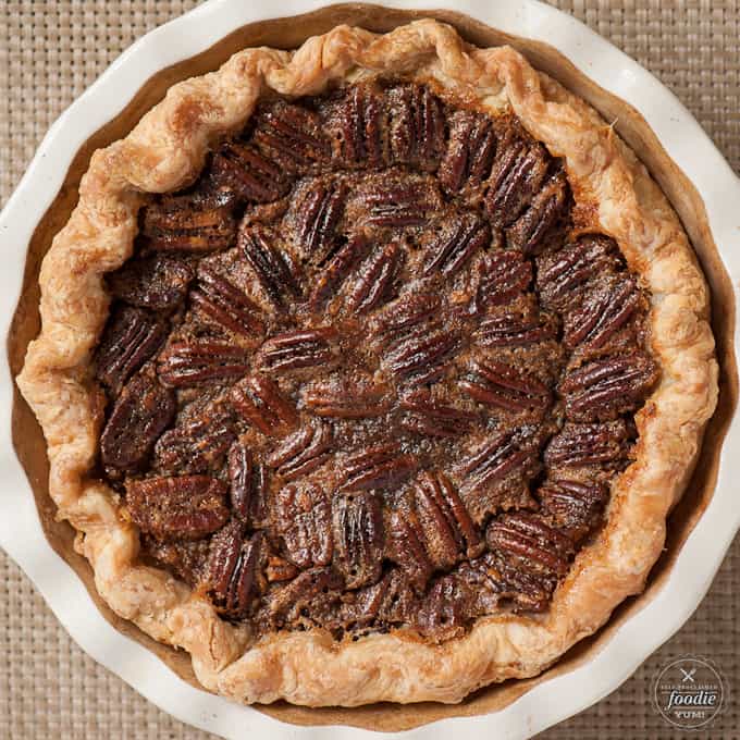 a pecan pie sitting on top of a table