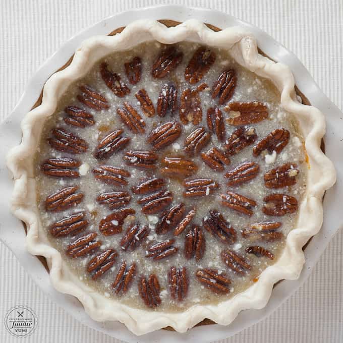 pumpkin pecan pie with pecans