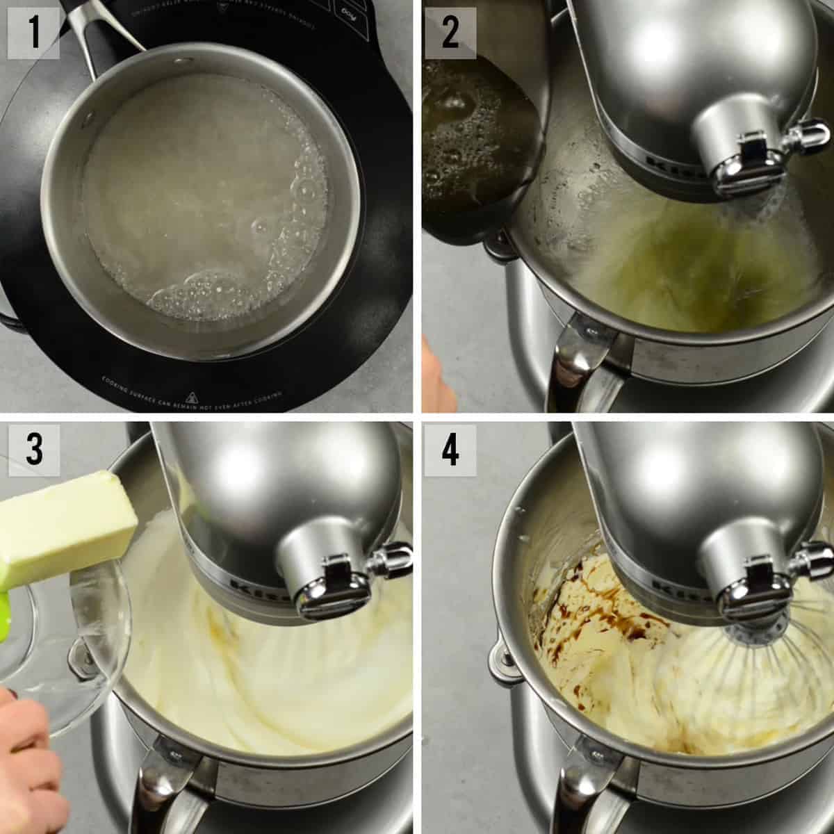 process photos of how to make Italian Buttercream Frosting 