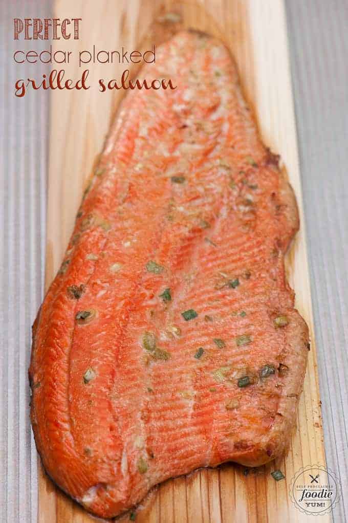 salmon on a wooden plank