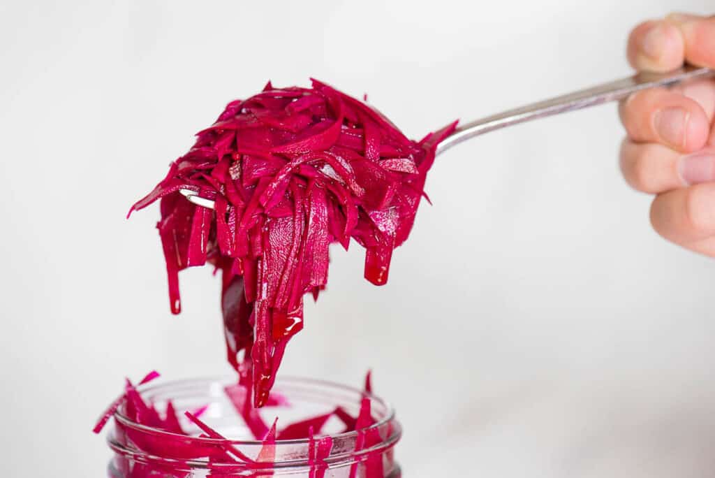 spoonful of homemade Pickled Beets