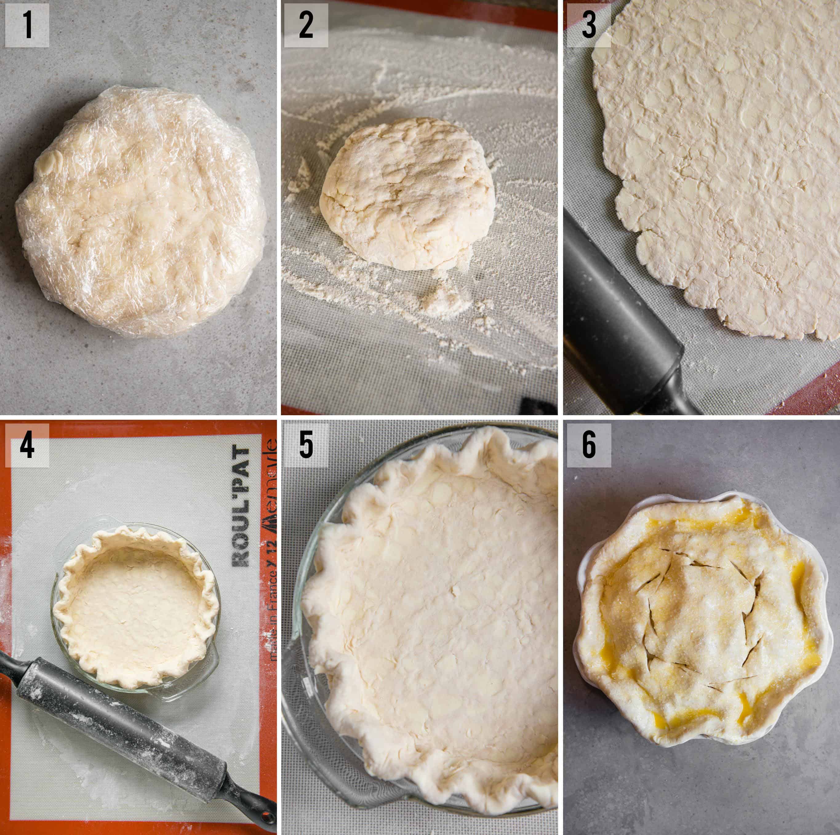 step by step photos of how to make and roll homemade butter pie crust