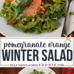 Pomegranate Orange Arugula Spinach Salad with a homemade vinaigrette