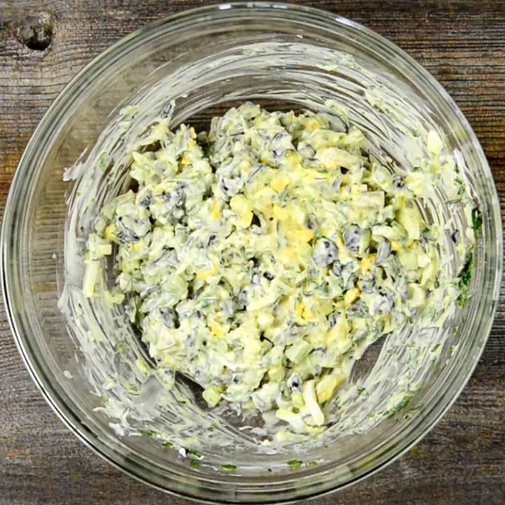 mixed ingredients for potato salad