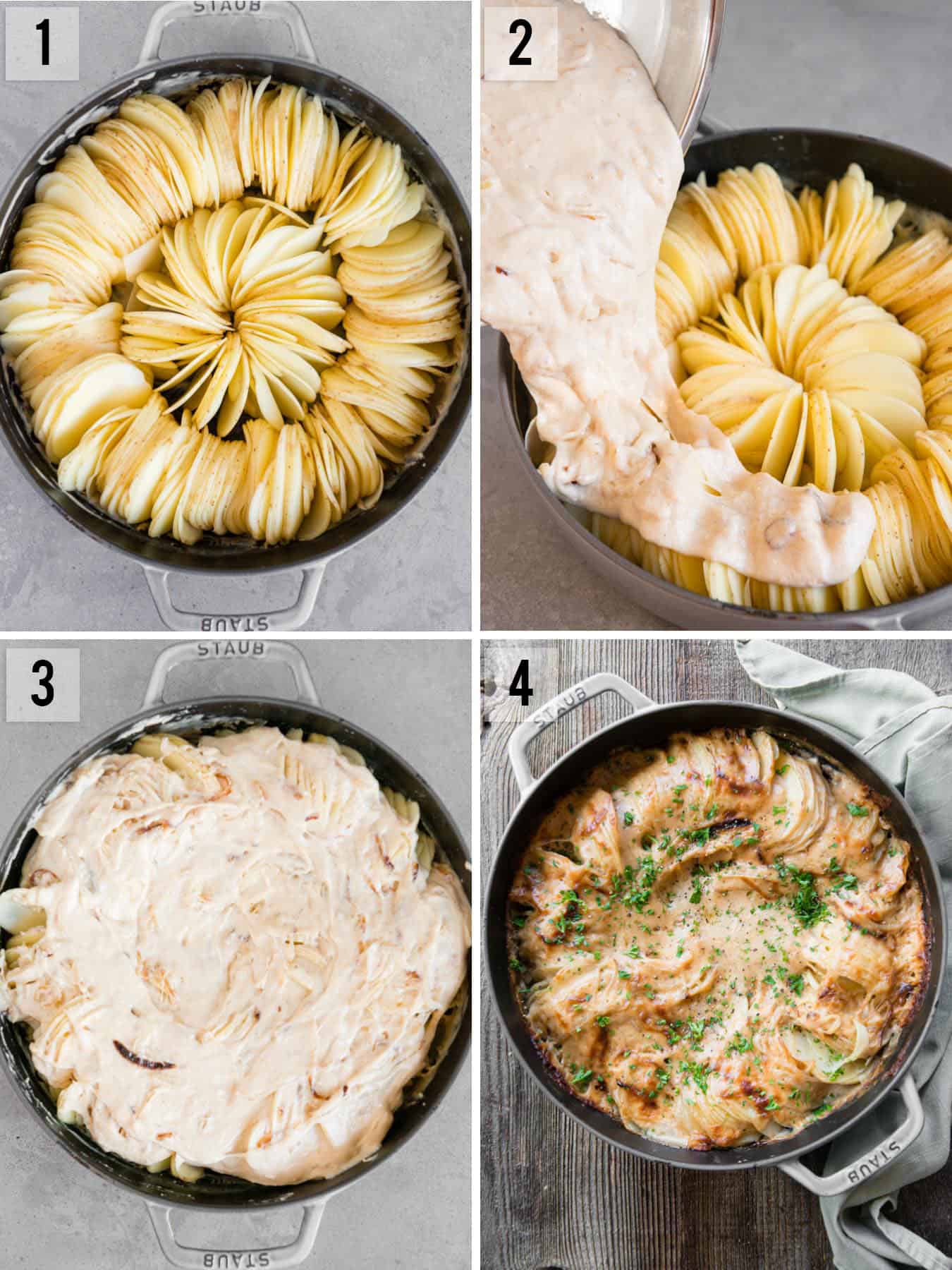 step by step photos on how to make Potatoes Au Gratin