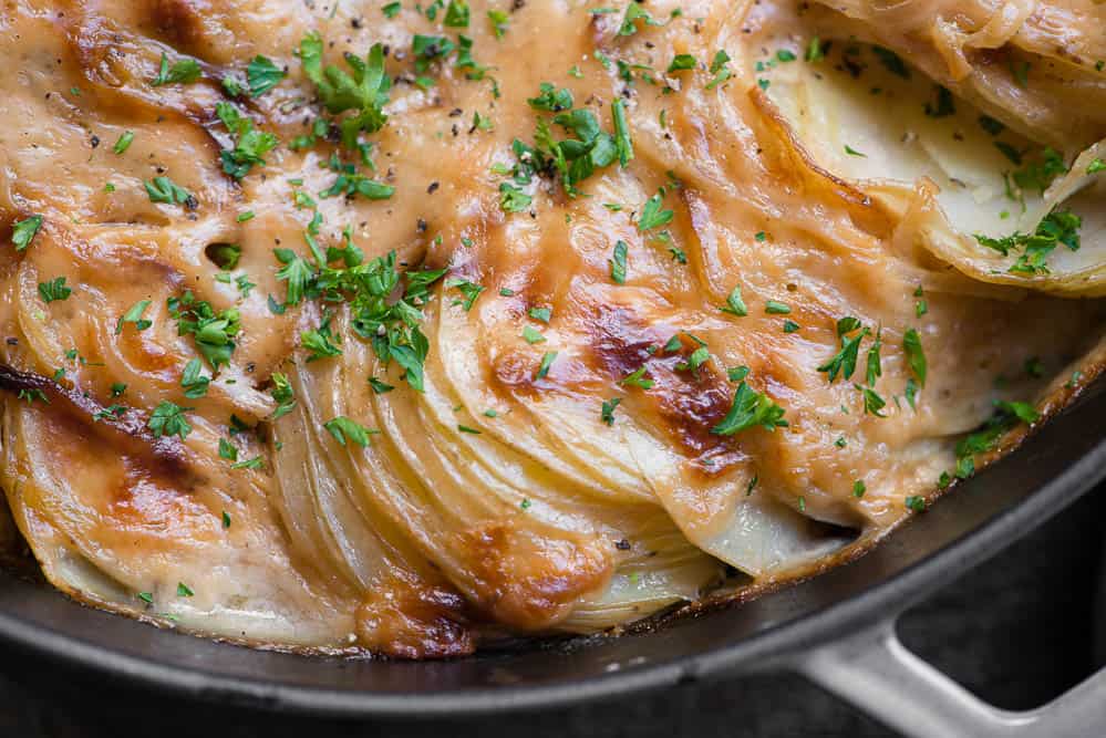 top view of homemade Potatoes Au Gratin