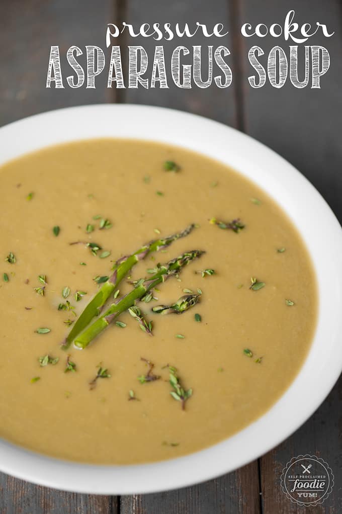 A bowl of pressure cooker asparagus soup