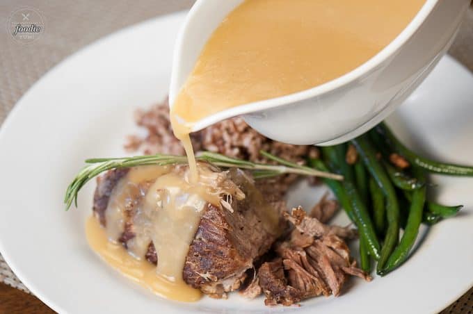 Instead of braising in the oven all day, enjoy healthy Pressure Cooker Pork Roast with Apple Gravy as a perfect fall dinner in little more than an hour.