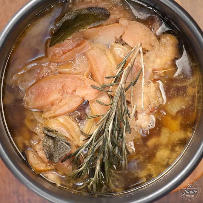 Pork roast in Instant Pot with apples and rosemary