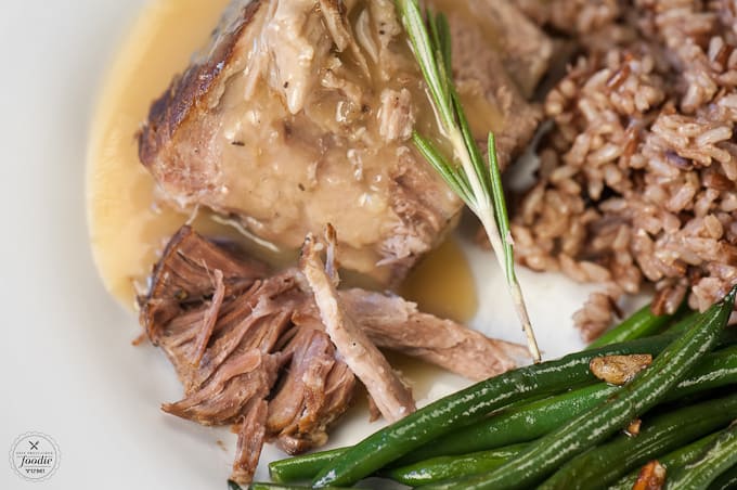 Instead of braising in the oven all day, enjoy healthy Pressure Cooker Pork Roast with Apple Gravy as a perfect fall dinner in little more than an hour.