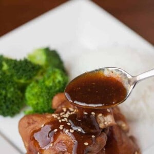 pressure cooker shoyu chicken with broccoli and rice