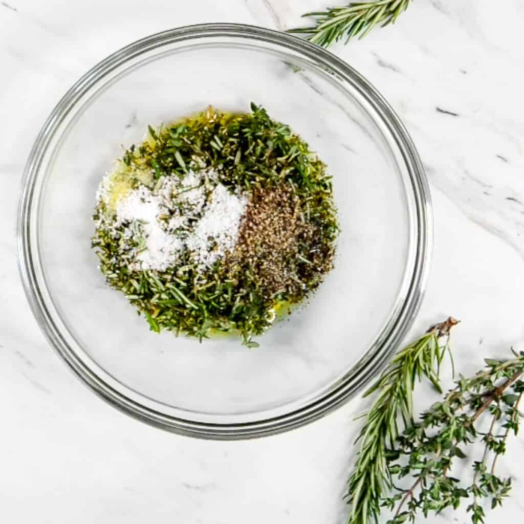minced herbs in olive oil