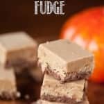 Homemade Pumpkin Chocolate Crunch Fudge combines smooth pumpkin spice fudge with a delicious Nestlé® Crunch® bottom for the perfect fall dessert.