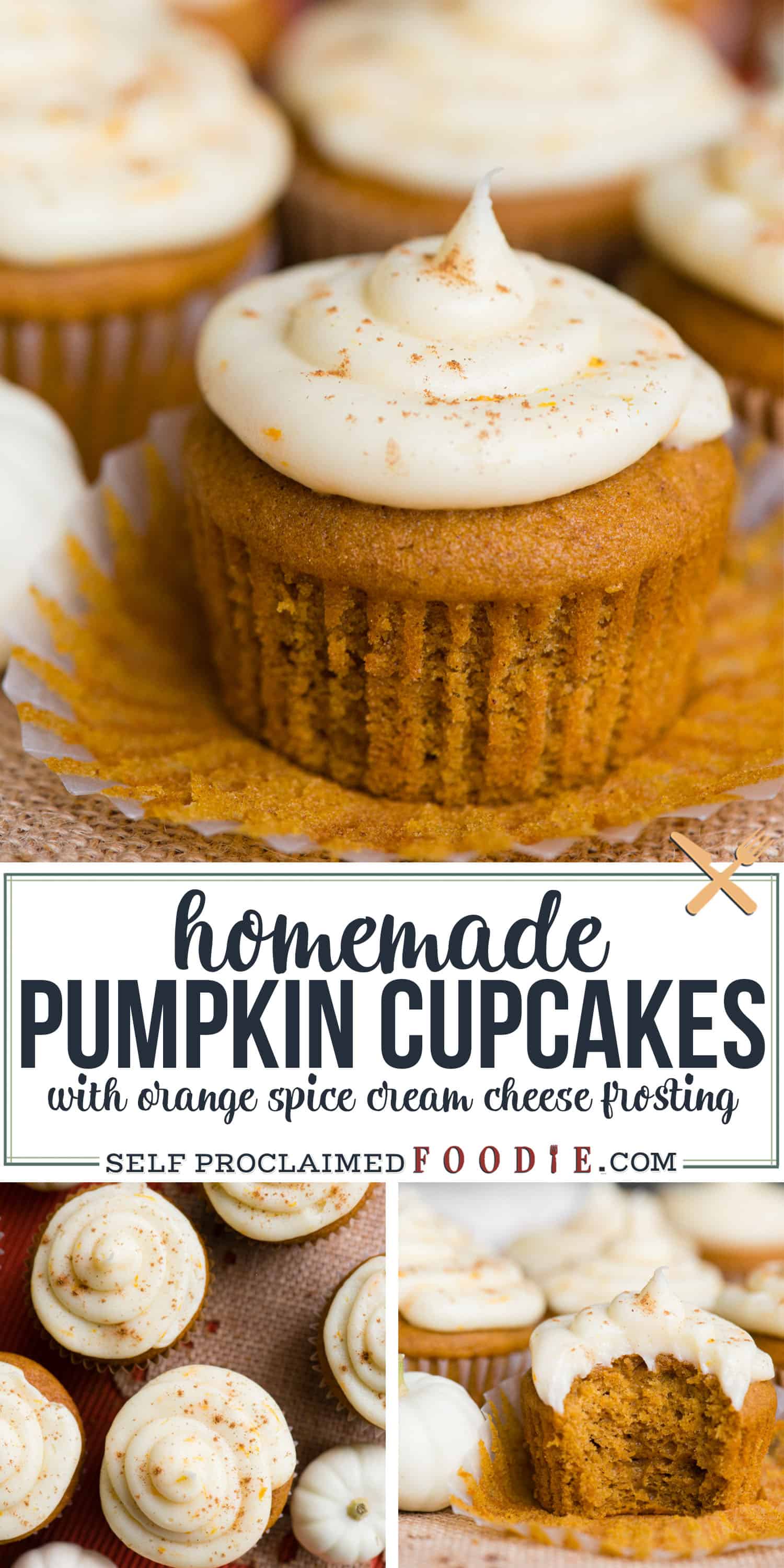 Citrus Cream Cheese Frosted Pumpkin Cupcakes - Self Proclaimed Foodie