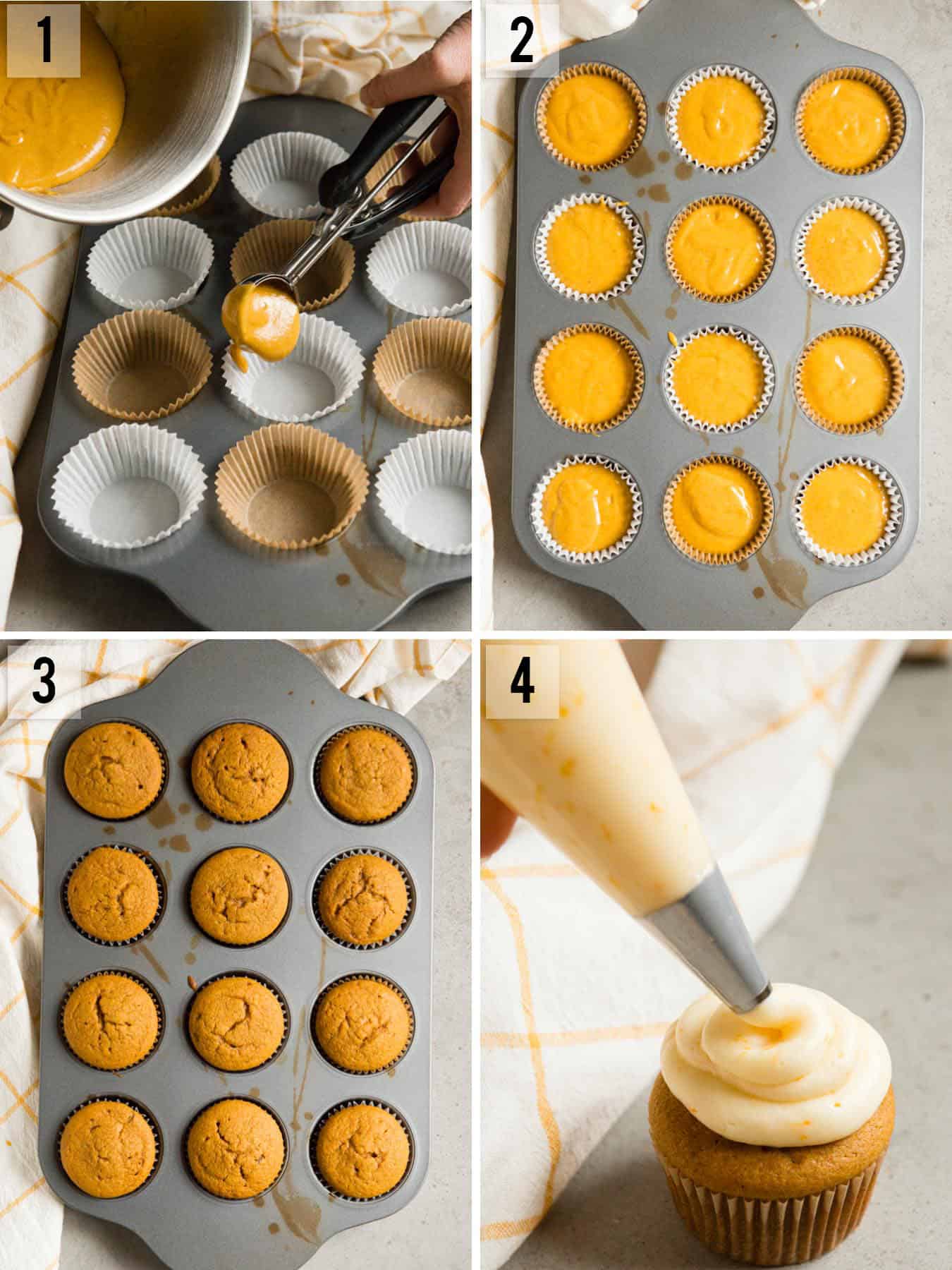 Pumpkin Cupcakes with a Citrus Cream Cheese Frosting process photos