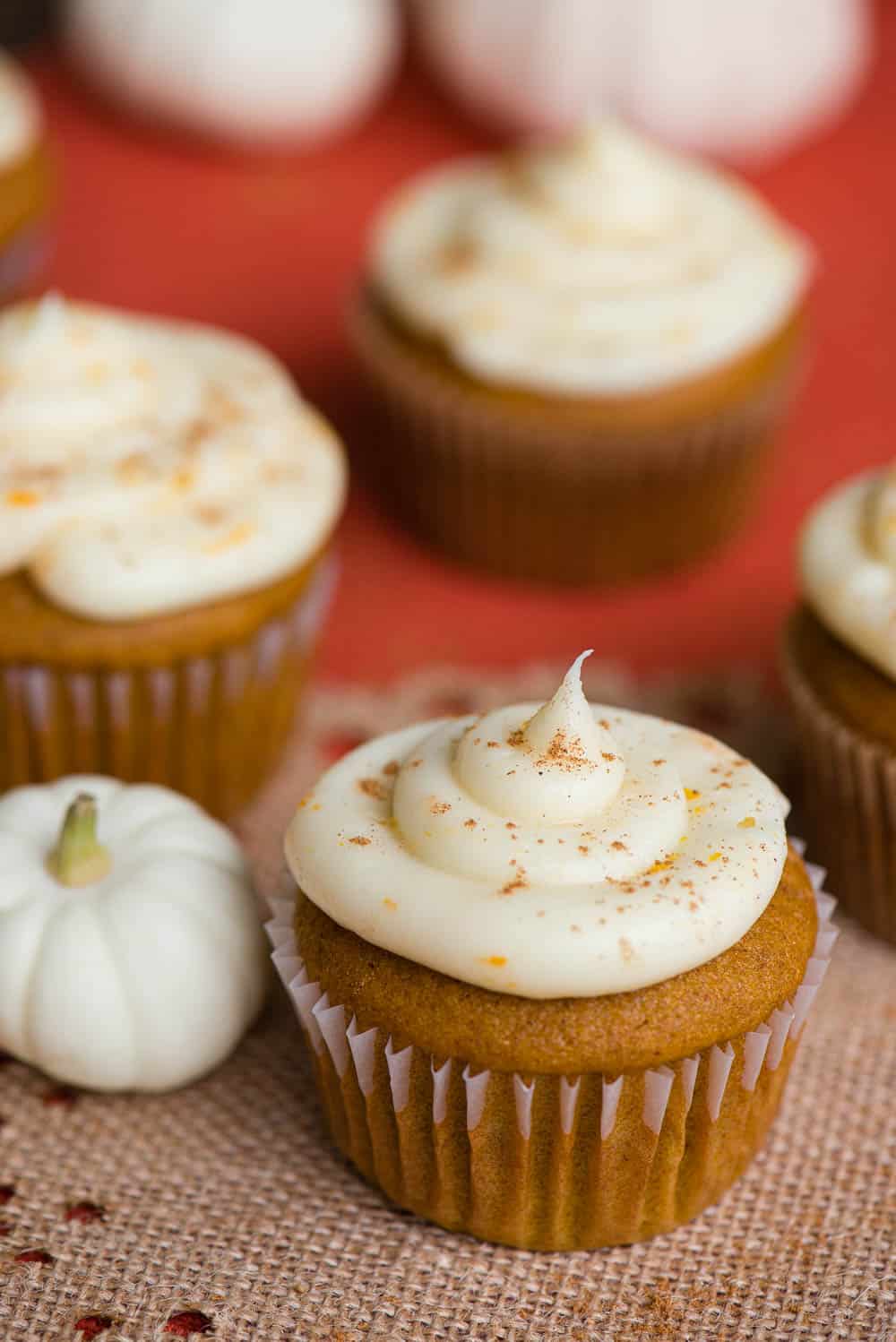 homemade cream cheese frosted Pumpkin Cupcakes