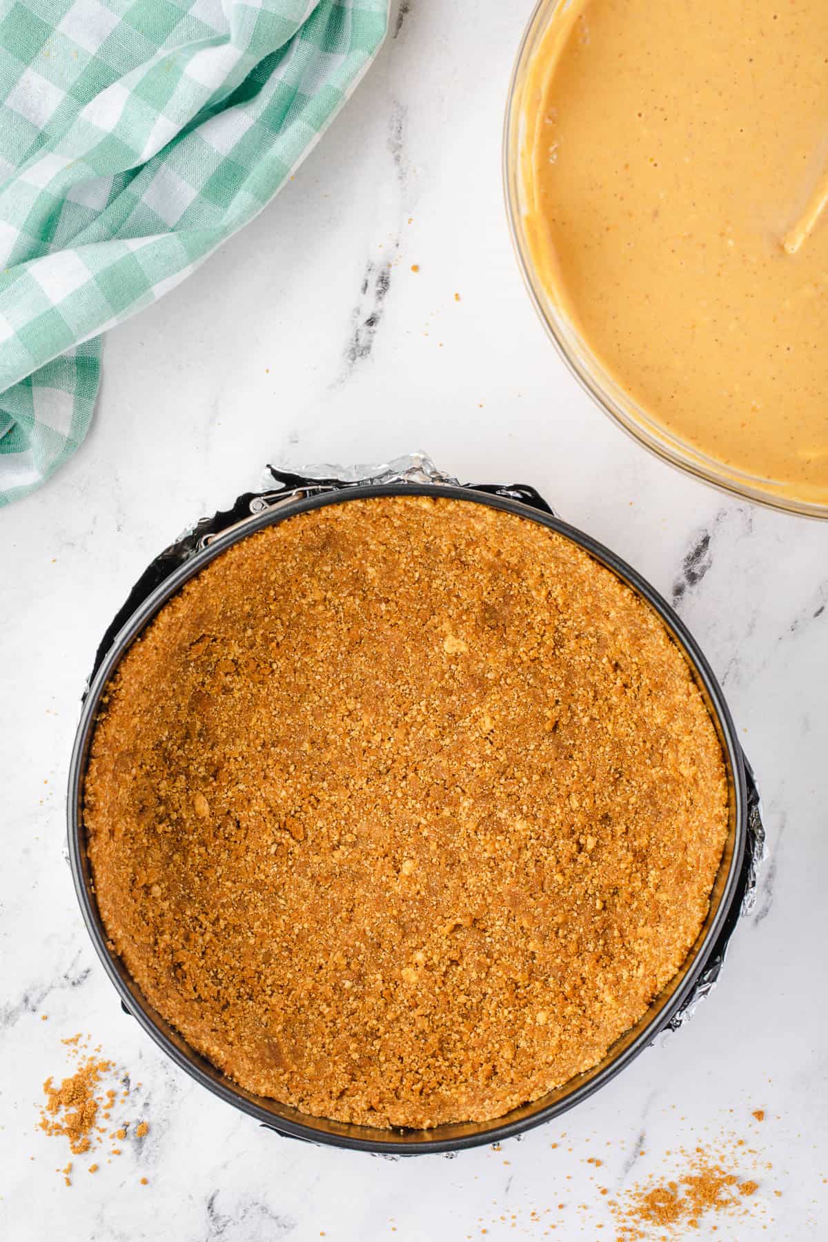 graham cracker crust in springform pan