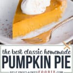 Homemade classic Pumpkin Pie