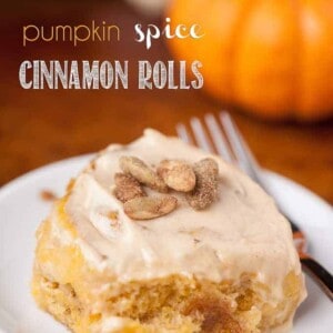 pumpkin spice cinnamon rolls on a plate