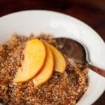 I made Quinoa Oatmeal with Ginger Peach Compote for breakfast because I was looking for a healthy, energizing, and tasty way to fuel my body in the morning.