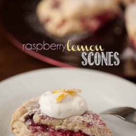 homemade raspberry lemon scone with cream