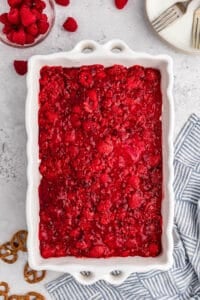 raspberries in jello for raspberry pretzel dessert recipe.