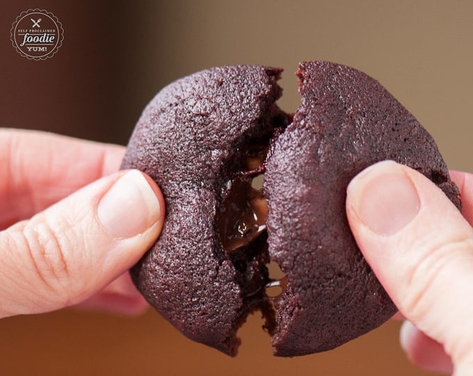 chocolate beet cookie split in half