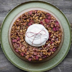 upside down rhubarb walnut cake