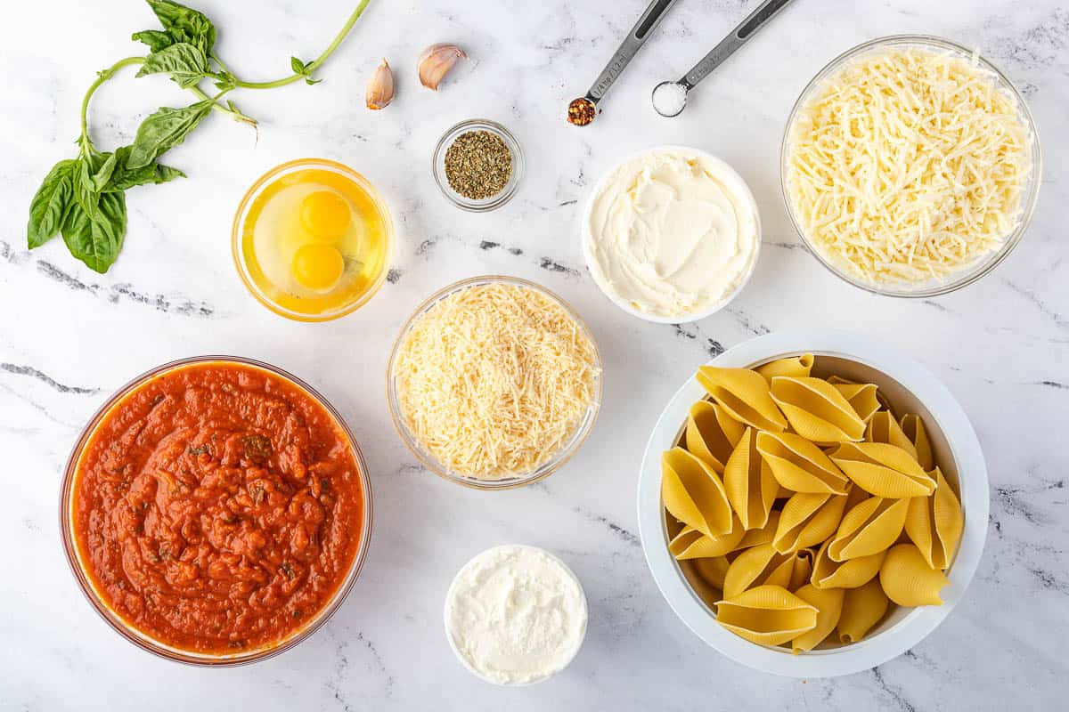 ingredients needed to make ricotta stuffed shells