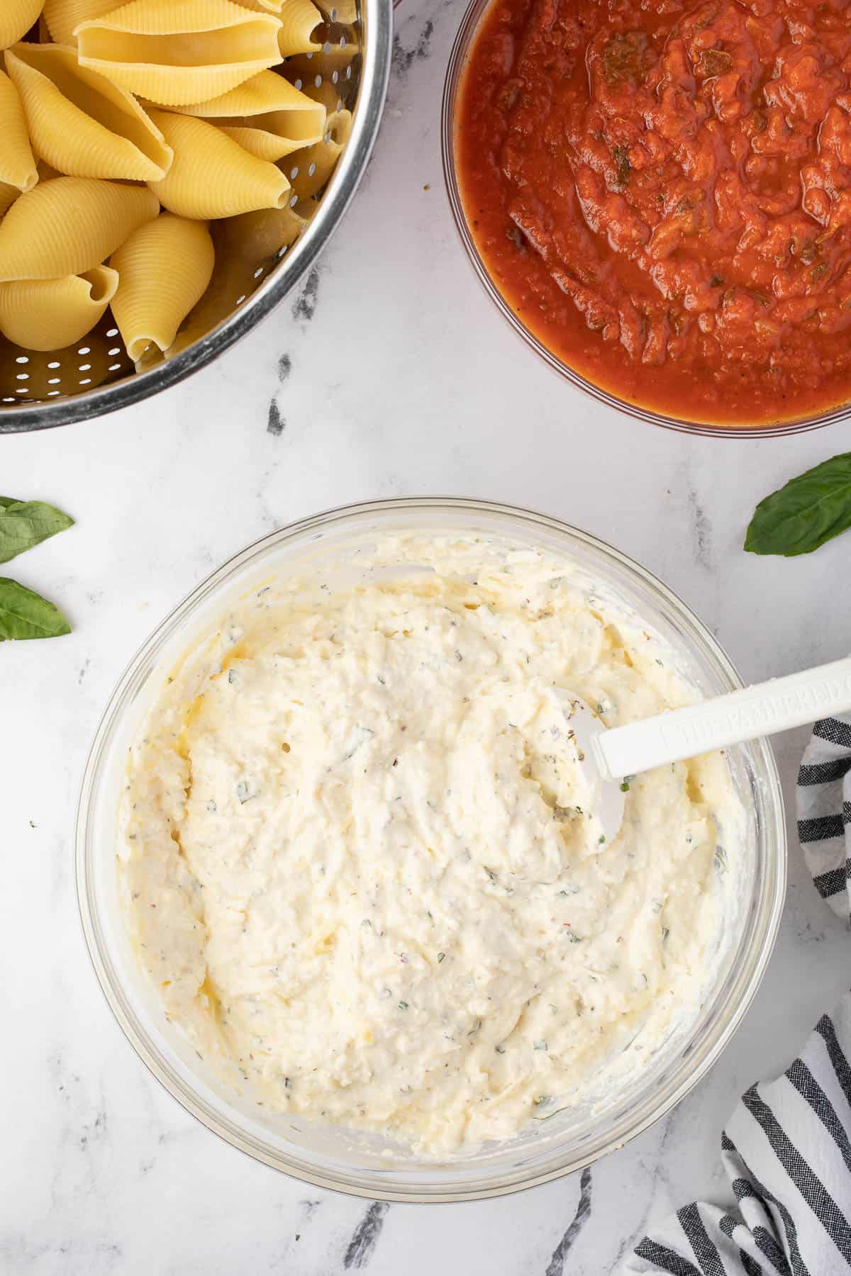 ricotta mixed with other cheeses for stuffed shell recipe