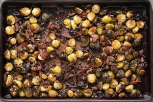 Roasted Brussels Sprouts with Bacon and Balsamic - Self Proclaimed Foodie