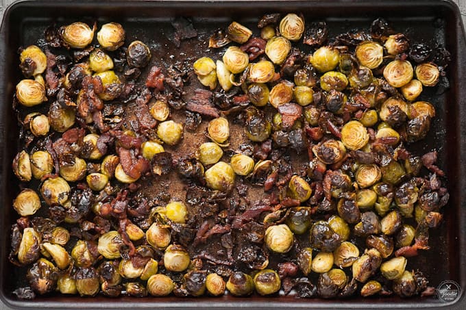 roasted brussel sprouts with balsamic and bacon