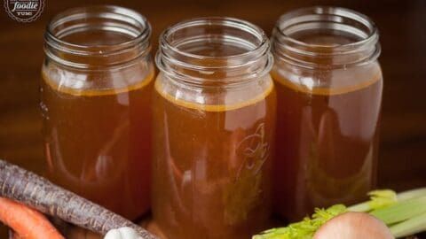 Make your own homemade slow Roasted Beef Broth for the most delicious stock that makes perfect stews, soups, and roasts. I like to call it liquid gold!